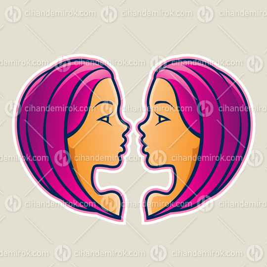 Magenta Gemini or Twins Icon Vector Illustration