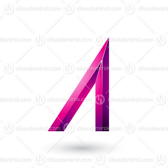 Magenta Geometrical Glossy Letter A Vector Illustration
