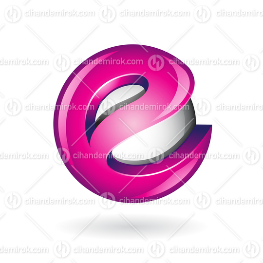 Magenta Glossy 3d Round Icon for Lowercase Letter E