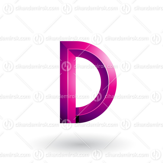 Magenta Glossy and Bold 3d Geometrical Letter D