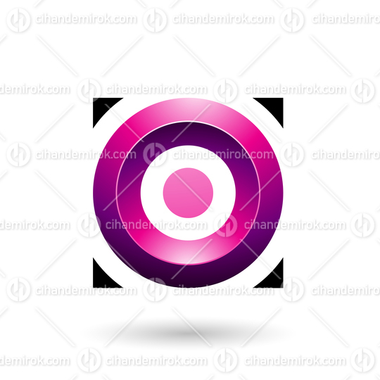 Magenta Glossy Circle in a Square Vector Illustration
