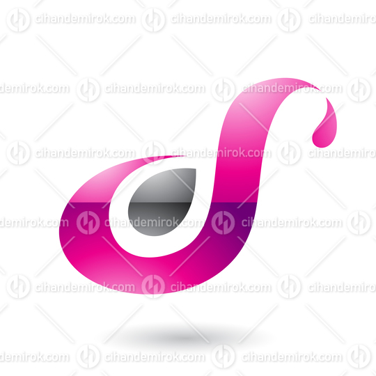 Magenta Glossy Curvy Fun Letter D or S Vector Illustration