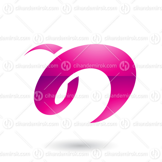 Magenta Glossy Curvy Fun Letter N Vector Illustration