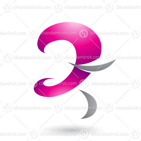 Magenta Glossy Curvy Fun Letter Z Vector Illustration