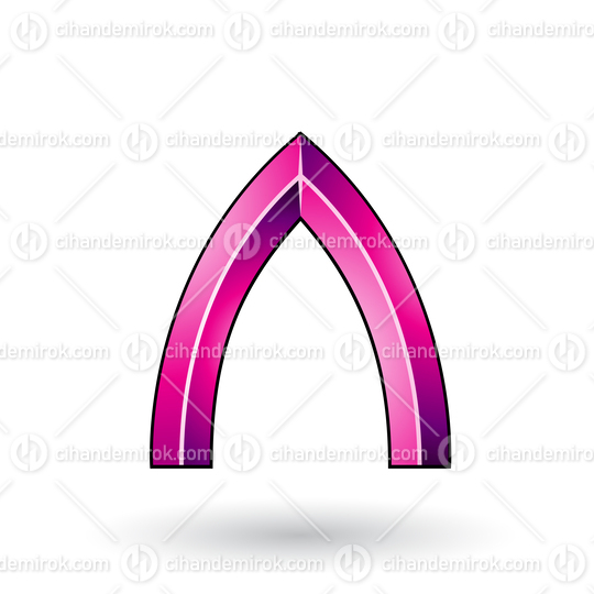 Magenta Glossy Embossed Letter A with a Dark Stroke
