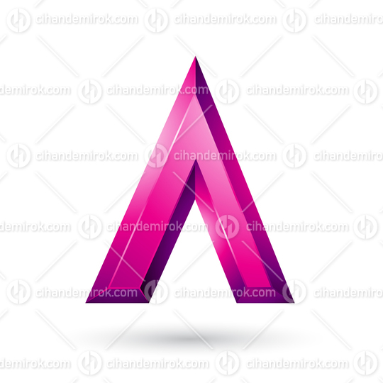 Magenta Glossy Geometrical Letter A Vector Illustration