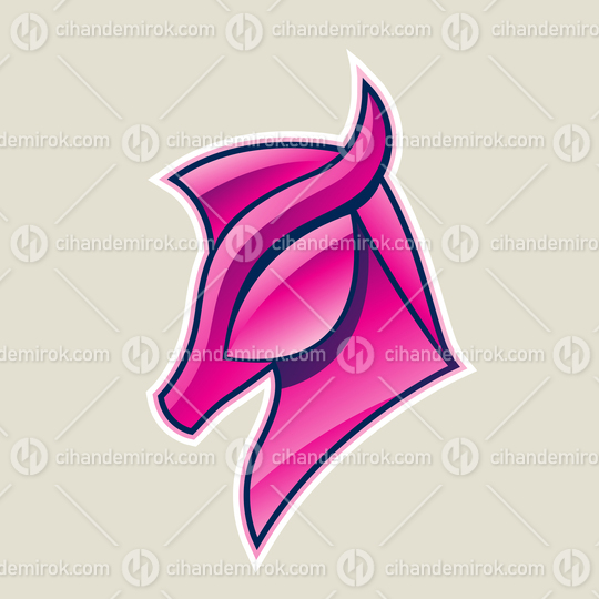 Magenta Glossy Horse Head Icon Vector Illustration