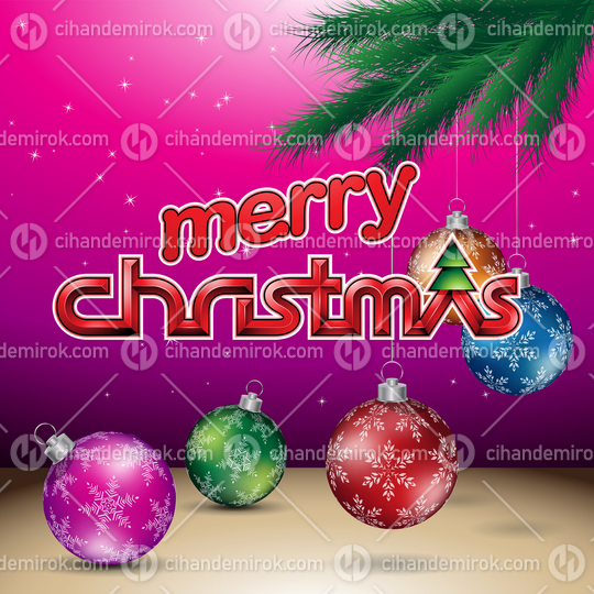 Magenta Glossy Merry Christmas Background Vector Illustration