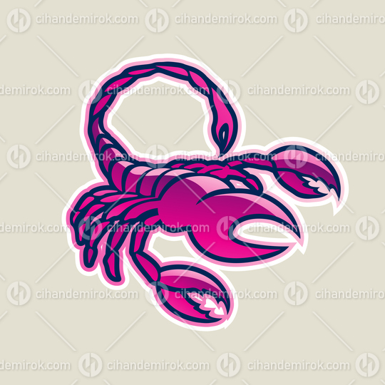 Magenta Glossy Scorpion Icon Vector Illustration