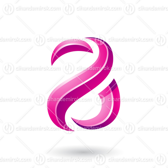 Magenta Glossy Snake Shaped Letter A Vector Illustration