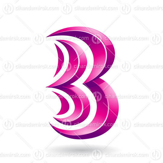 Magenta Glossy Spiky Embossed Icon for Letter B