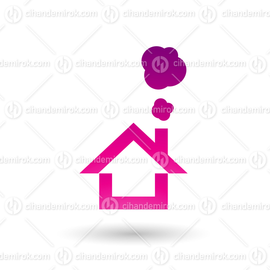 Magenta House and Smoke Icon Vector Illustration