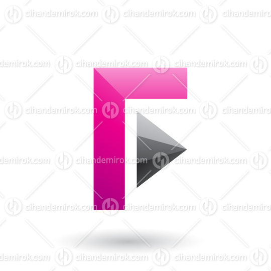 Magenta Icon of Letter F with a Triangle Vector Illustration