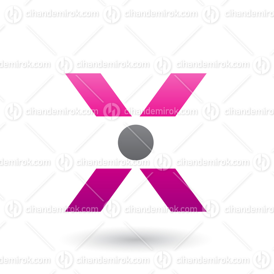 Magenta Icon of Letter X with a Circle Vector Illustration