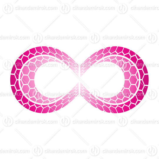 Magenta Infinity Symbol with Honeycomb Pattern and Crescent Moon Shape