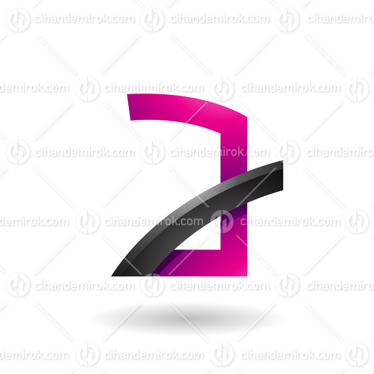 Magenta Letter A with Black Glossy Stick Vector Illustration