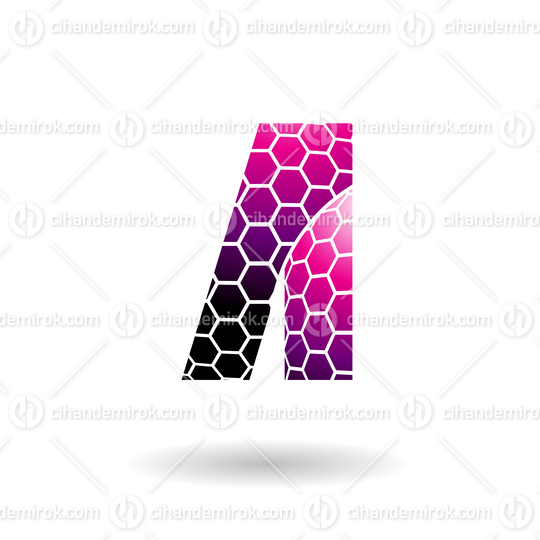 Magenta Letter A with Honeycomb Pattern Vector Illustration
