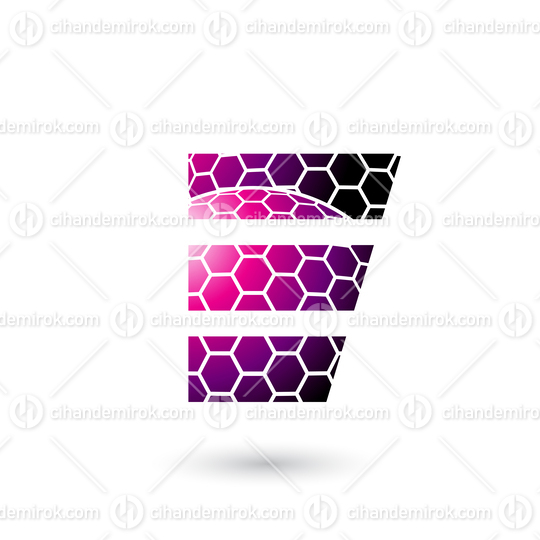 Magenta Letter E with Honeycomb Pattern Vector Illustration