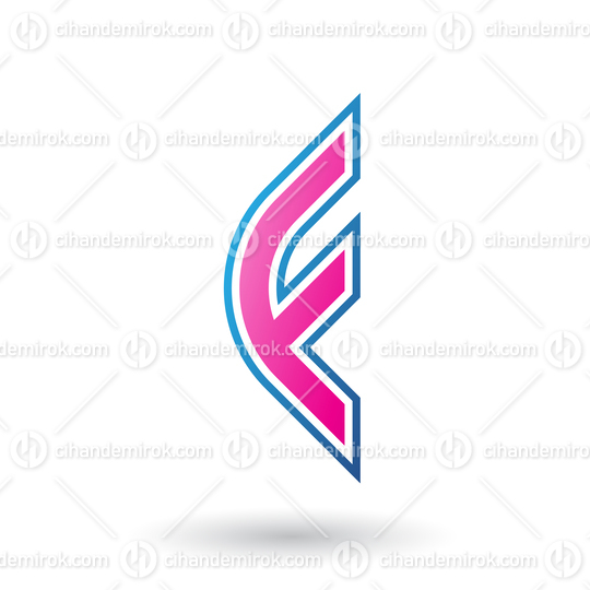 Magenta Letter F Icon with Round Corners and Outer Stripes