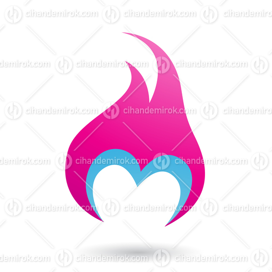 Magenta Letter M Shaped Fire Icon Vector Illustration