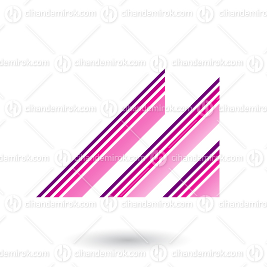 Magenta Letter M with Diagonal Retro Stripes Vector Illustration