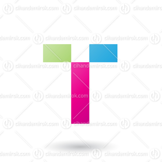 Magenta Letter T with Rectangular Shapes Vector Illustration