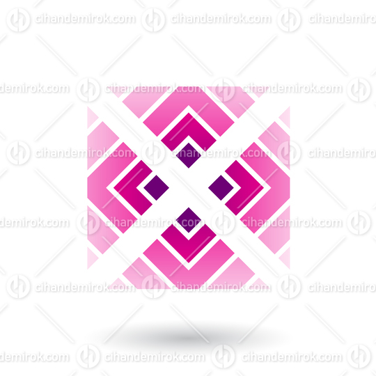 Magenta Letter X Icon with Square and Triangles