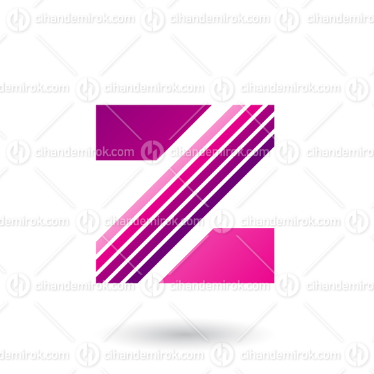 Magenta Letter Z with Thick Diagonal Stripes Vector Illustration
