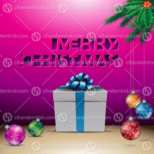 Magenta Paper Cut Merry Christmas Background Vector Illustration