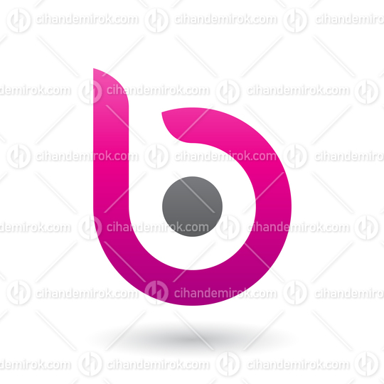 Magenta Round Bold Icon for Letter B Vector Illustration