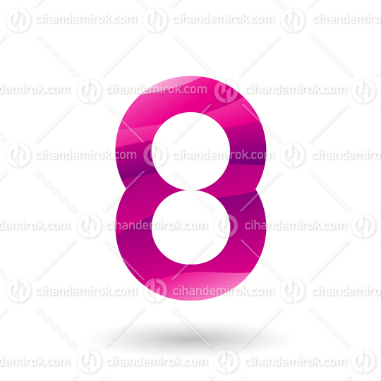 Magenta Round Icon for Number 8 Vector Illustration