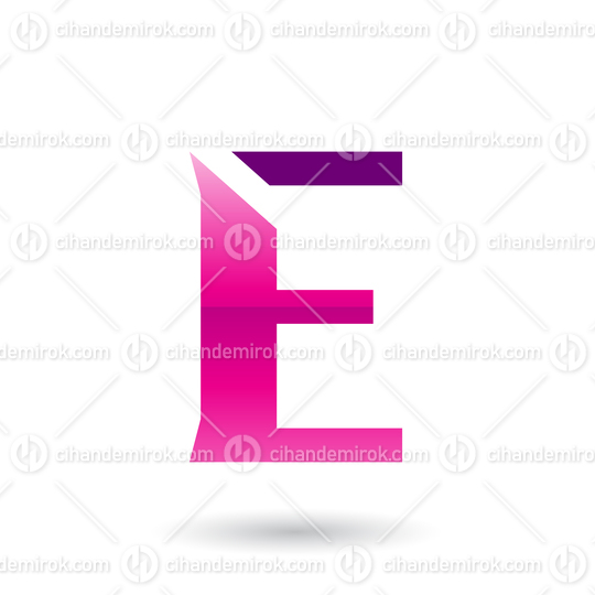 Magenta Sliced Letter E Vector Illustration