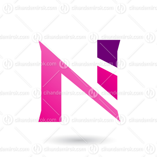 Magenta Sliced Letter N Vector Illustration