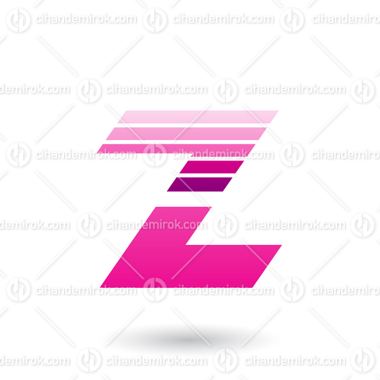 Magenta Sliced Letter Z with Thick Horizontal Stripes
