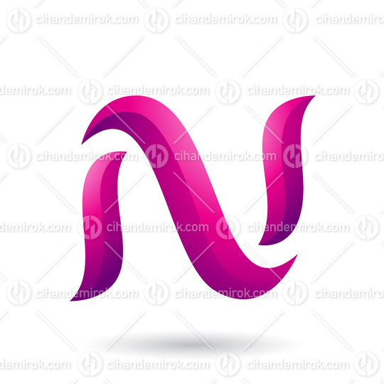 Magenta Snake Shaped Letter N Vector Illustration