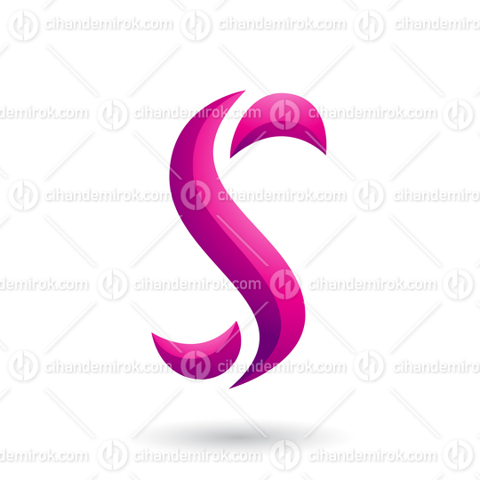 Magenta Snake Shaped Letter S Vector Illustration