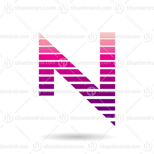 Magenta Striped Icon for Letter N Vector Illustration