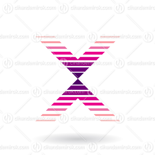 Magenta Striped Icon for Letter X Vector Illustration