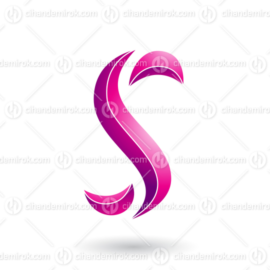 Magenta Striped Snake Shaped Letter S Vector Illustration