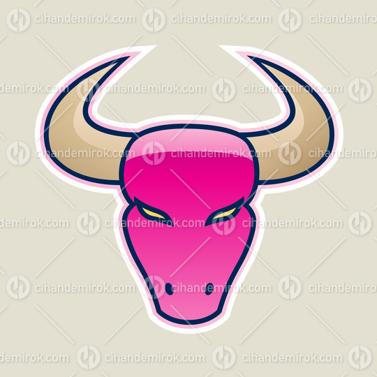 Magenta Strong Bull Icon Vector Illustration