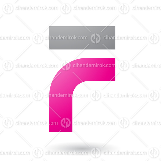 Magenta Thick and Bowed Letter F Vector Illustration