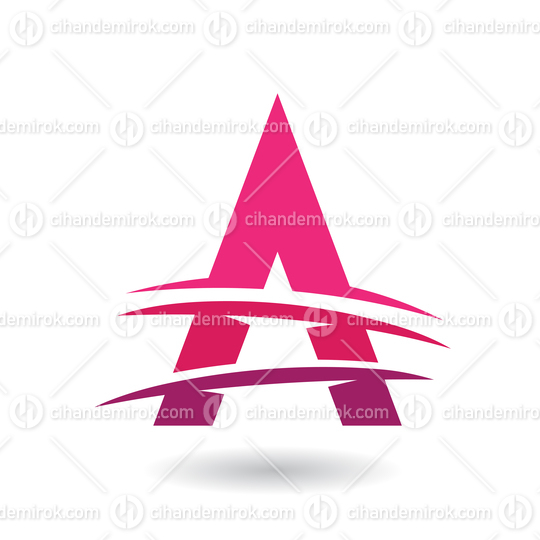 Magenta Triangular Letter A Icon with Three Swooshing Lines