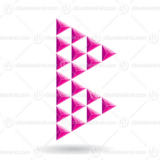 Magenta Triangular Letter B Icon Made of Small Glossy Pyramids