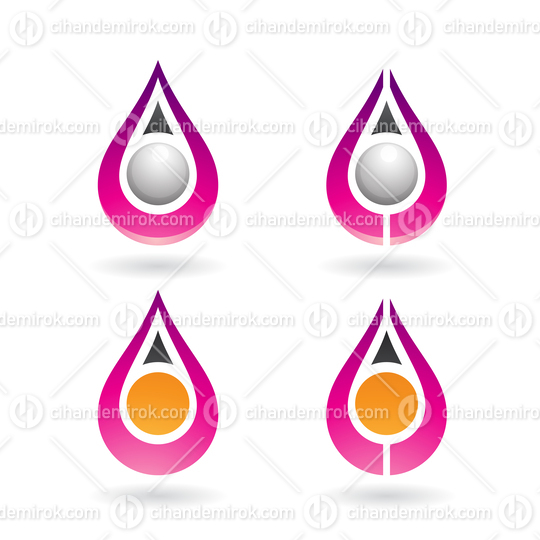 Magenta Water Drops with Grey Pearls