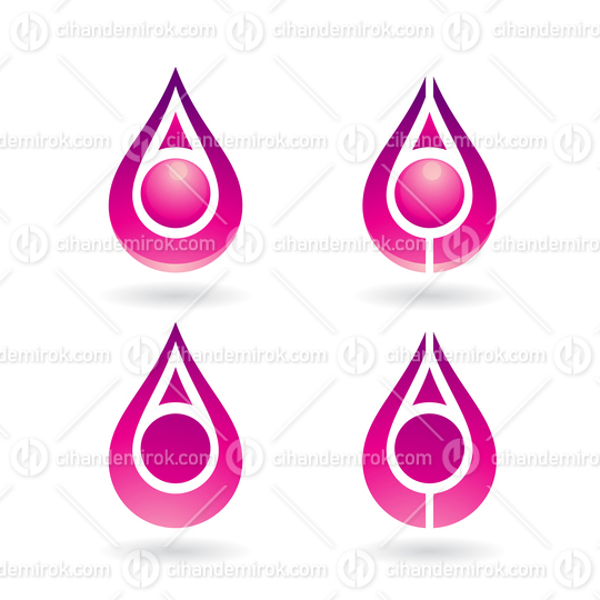 Magenta Water Drops with Magenta Pearls