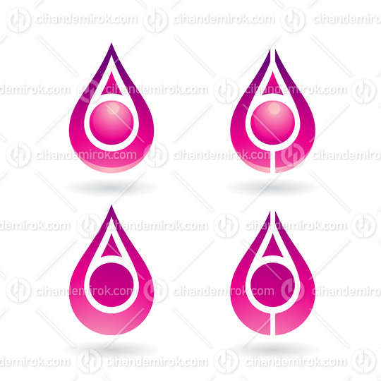 Magenta Water Drops with Magenta Pearls