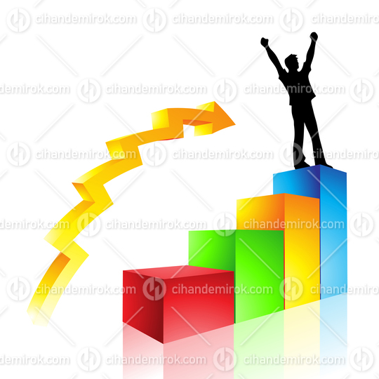 Man Climbs a Bar Chart, Rises to Success