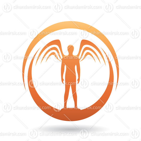 Man with Open Arms and Wings Orange Icon Vector Illustration