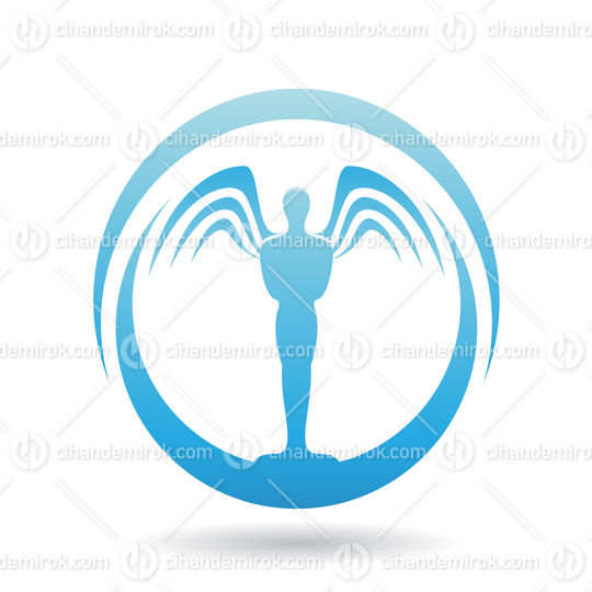 Man with Wings Blue Icon Vector Illustration