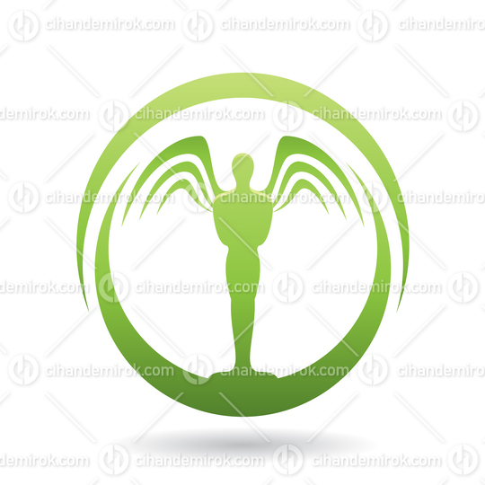 Man with Wings Green Icon Vector Illustration